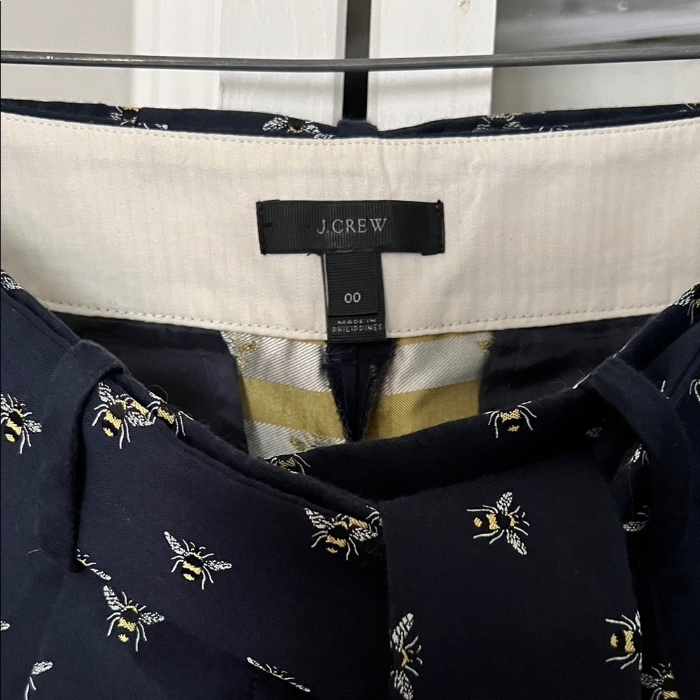 J. Crew Dark Blue Dress with Bee Pattern